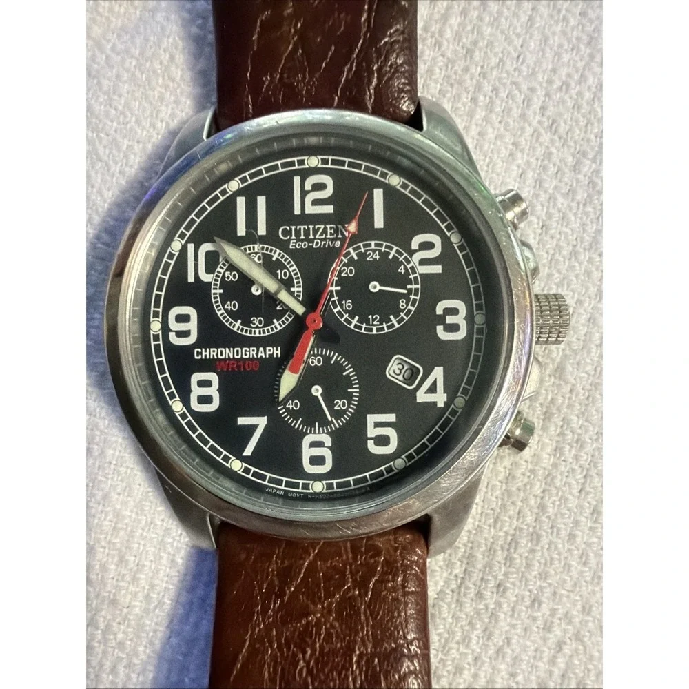 Citizen Eco-Drive Chronograph Men's Watch Black Solar Powered Quartz Military